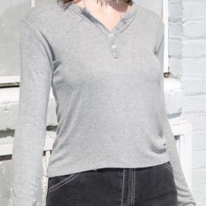 Brandy Melville grey quarter button up long sleeve